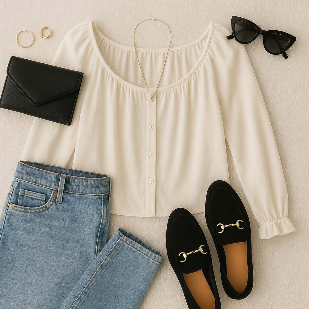 Abercrombie & Fitch Women's Button-Up Long Sleeve Blouse Top Off White Size S